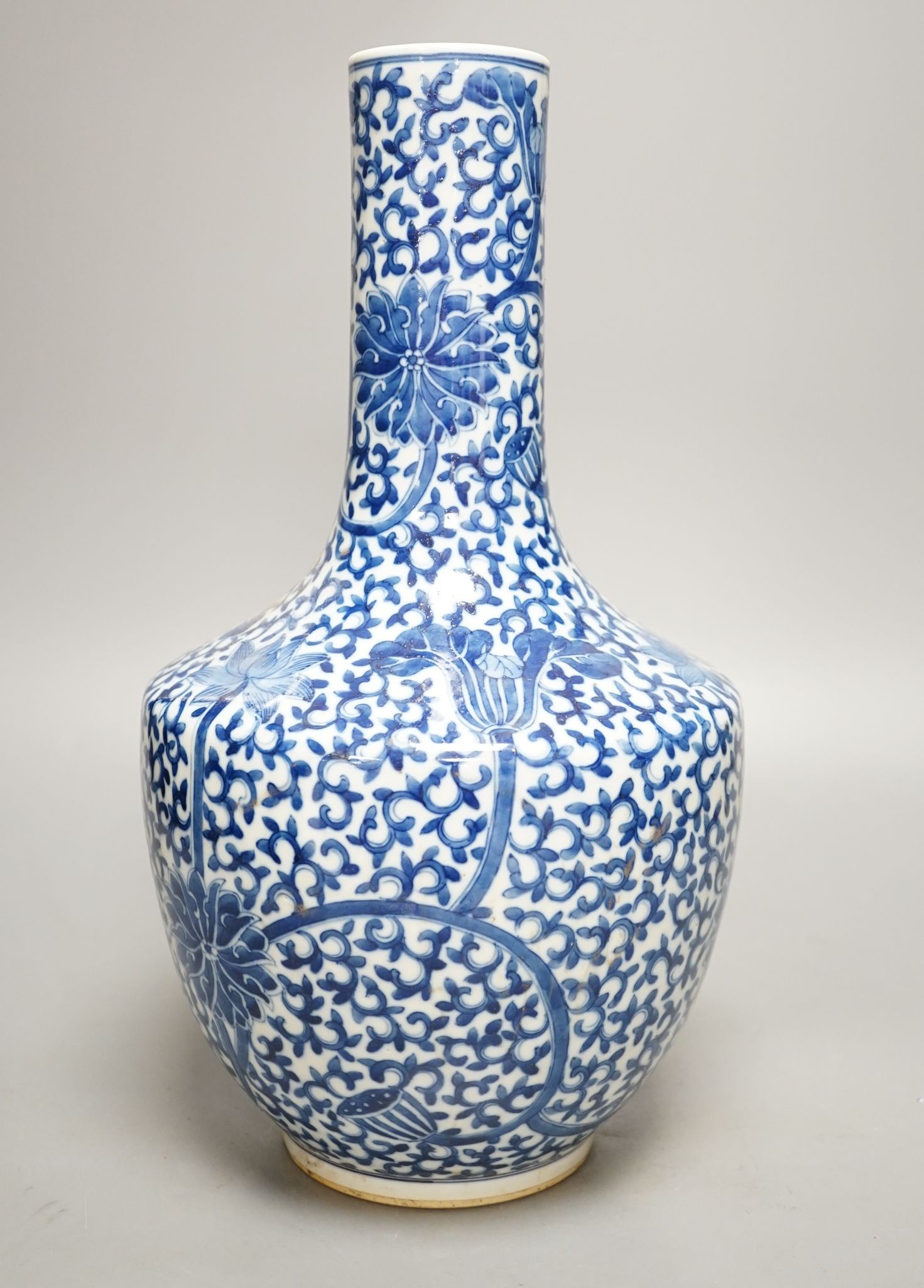 A Chinese blue and white bottle vase, 36cm